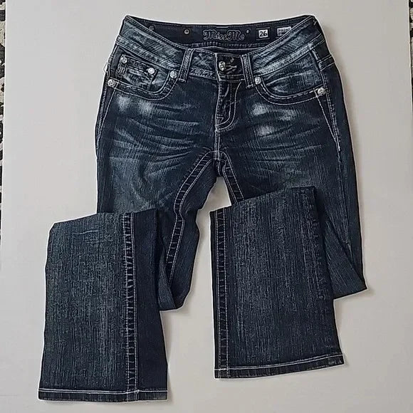 Diamond Embroidery Wide-Leg Jeans