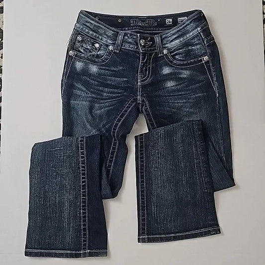 Diamond Embroidery Wide-Leg Jeans