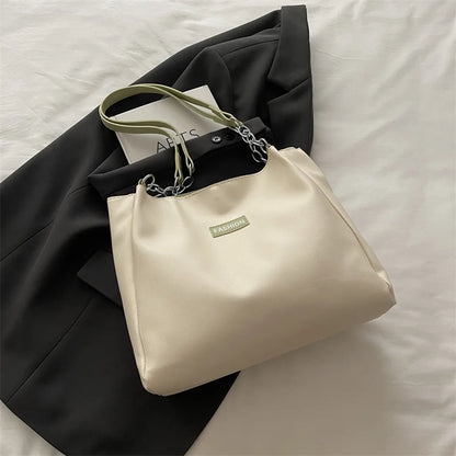 Large Capacity PU Shoulder Bag with Optional Plush Charm